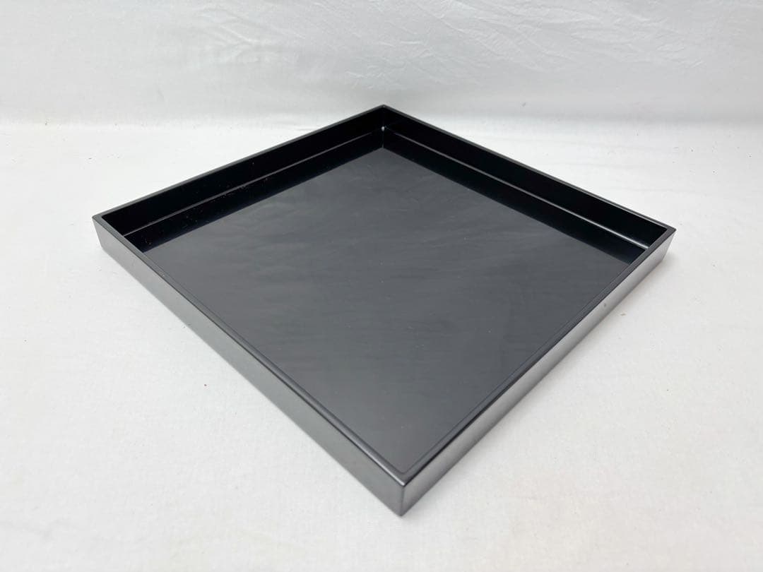 ほぼ未使用 懐石道具 木製黒真塗 会席膳 四方膳 5客揃 正角盆 懐石盆 紙箱