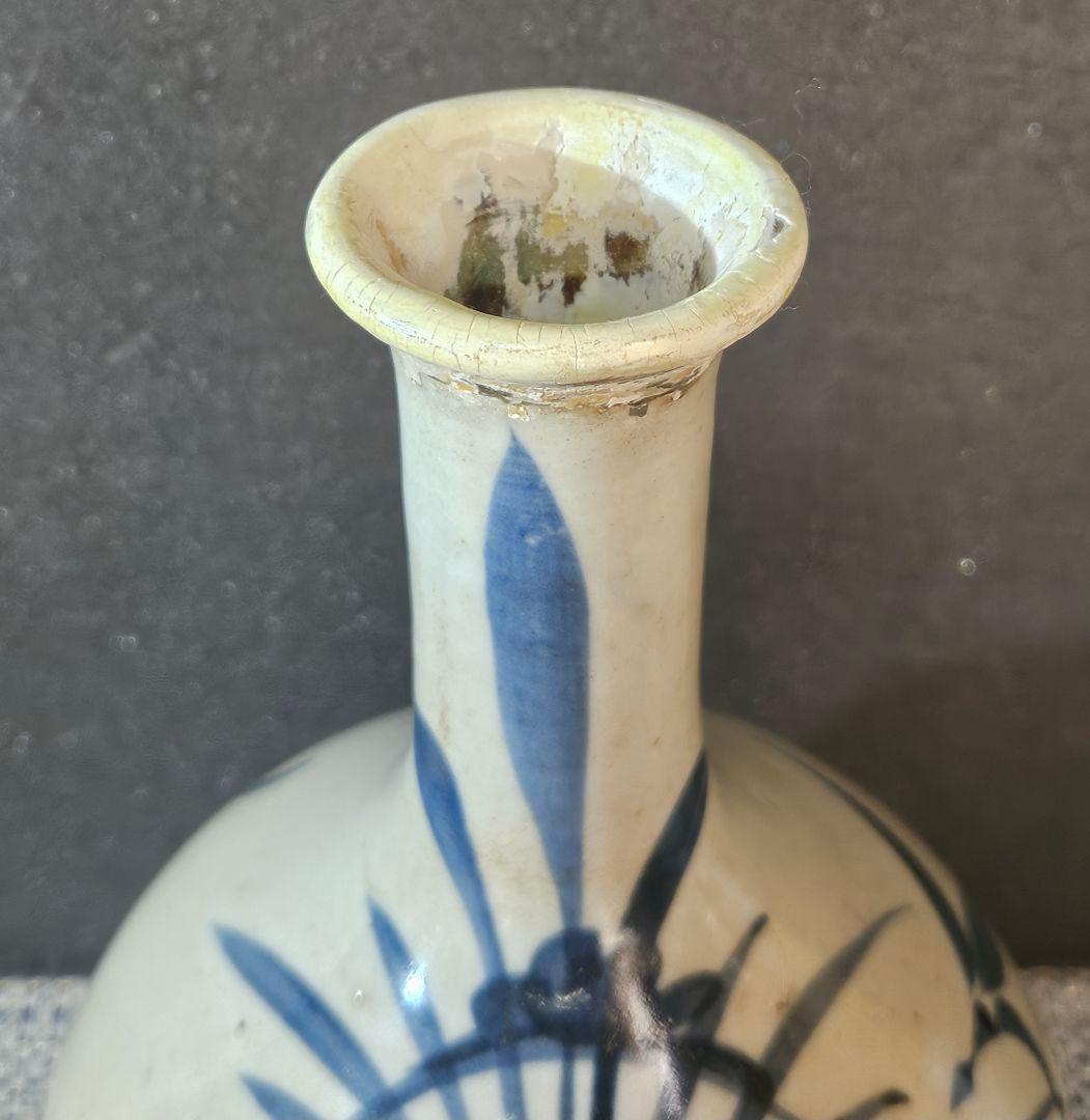 江戸時代中期　古伊万里　染付　パイナップル文様　果実文様　徳利　花入れ　茶道具