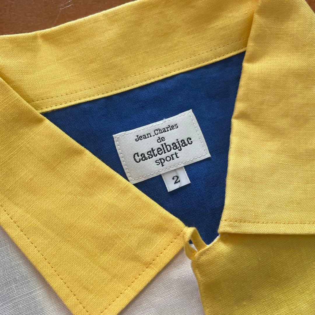 【サイズ2】美品　Castelbajac カラーブロックシャツ 麻100%