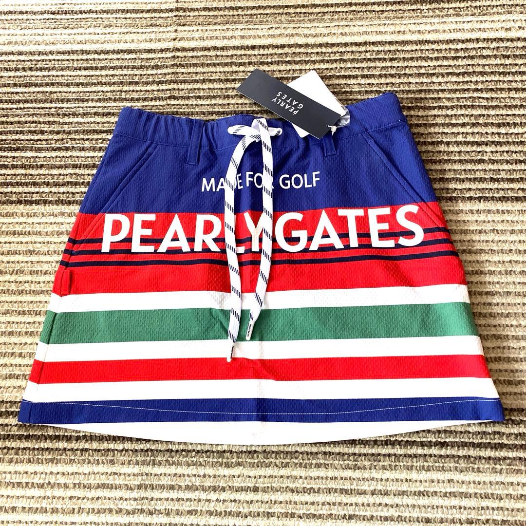 新品タグ付き　パーリゲイツ　スカート　レディース　Sゴルフウェア ボーダー　速乾