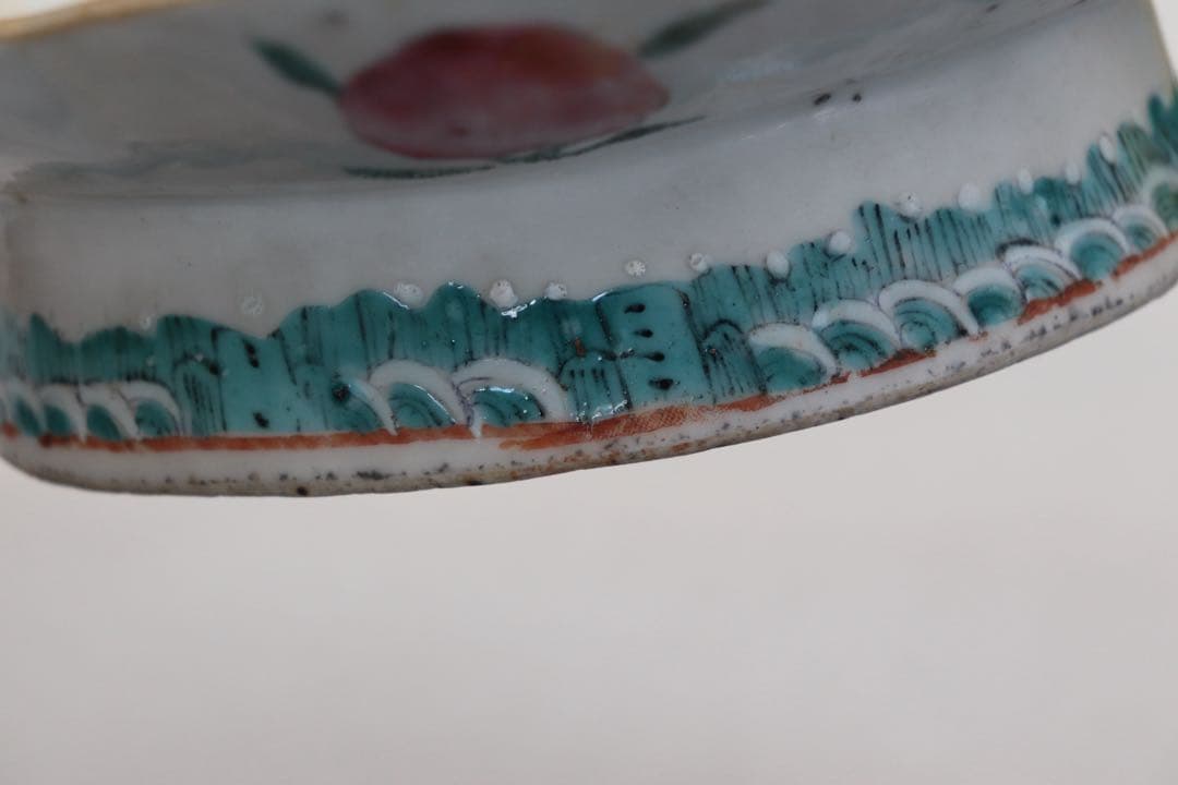 ※中国　清時代　粉彩　人物紋高台楕円皿　送料込み250529