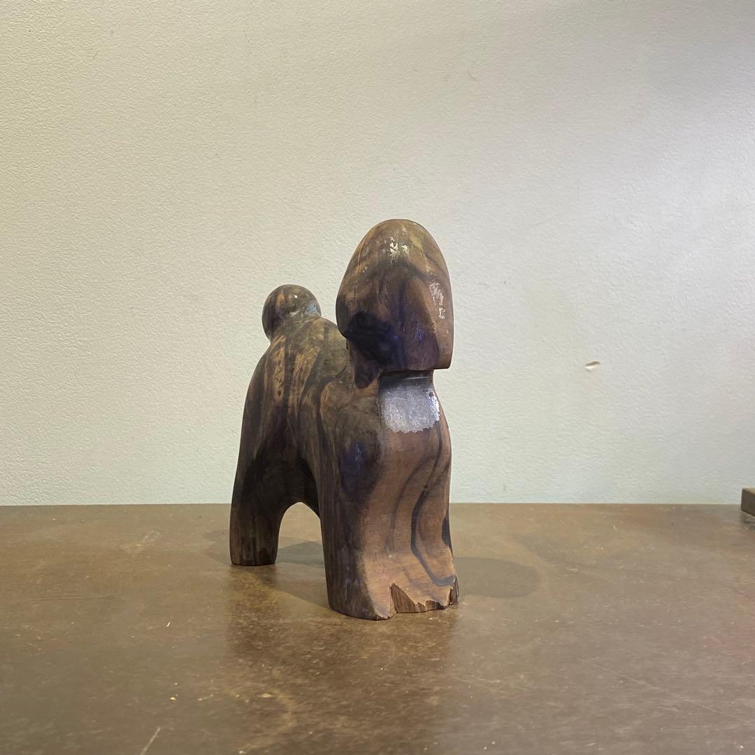 古い犬 木彫り アンティーク オブジェ アートピース