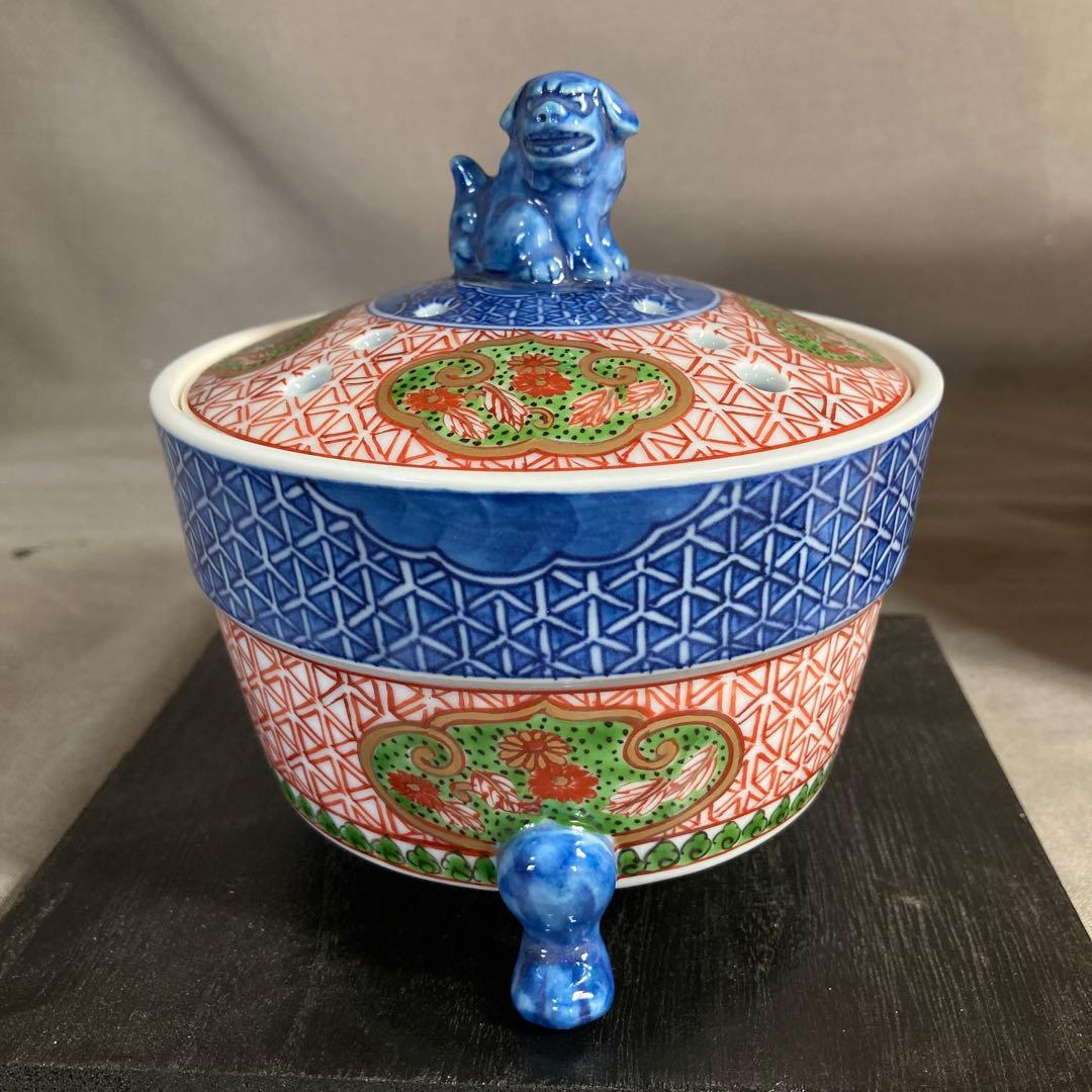 【源右衛門】古伊万里の伝統　日本の名窯　舘林源右衛門作　古伊万里間取亀甲文　香炉