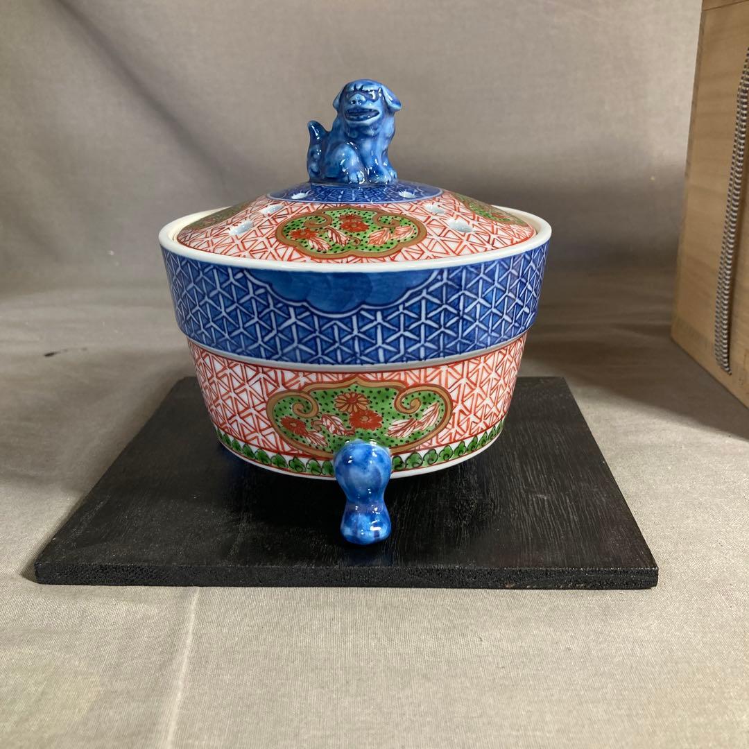 【源右衛門】古伊万里の伝統　日本の名窯　舘林源右衛門作　古伊万里間取亀甲文　香炉