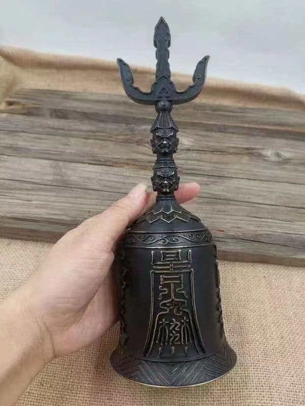 【修縁堂】古美術品 道教の法器 天蓬帝鐘 三清鈴 呼鈴 持鈴 vajra23CM