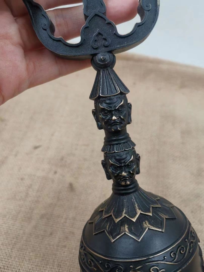 【修縁堂】古美術品 道教の法器 天蓬帝鐘 三清鈴 呼鈴 持鈴 vajra23CM