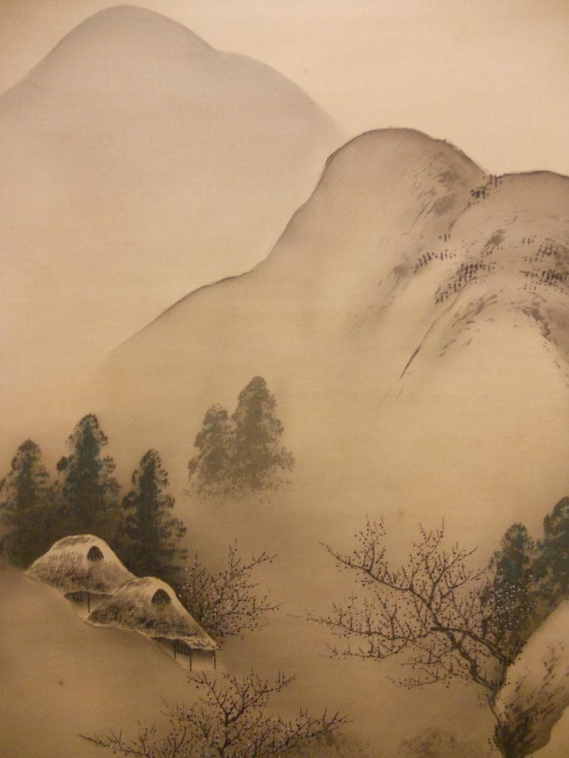 掛け軸 春峯 『 雪景山水之図 』 絹本 希少 軸装 茶道具 掛軸 美品 です。