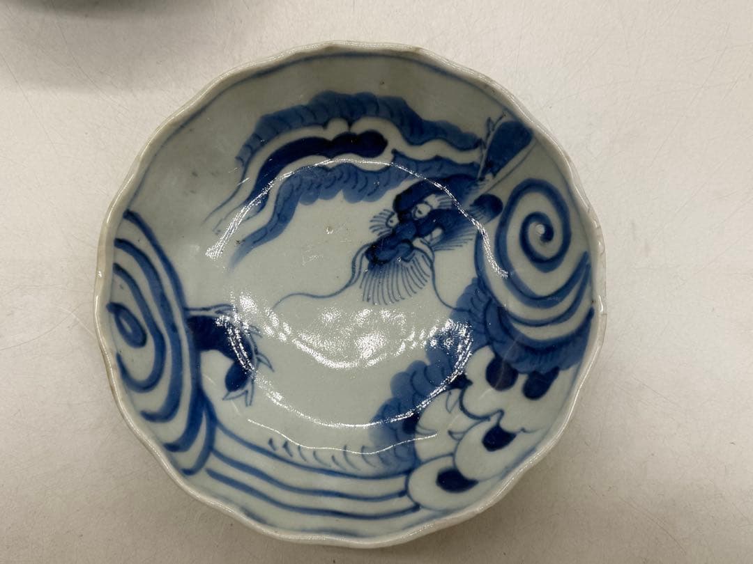 染付　龍紋鱠皿4点　なます　懐石料理　送料込み260123