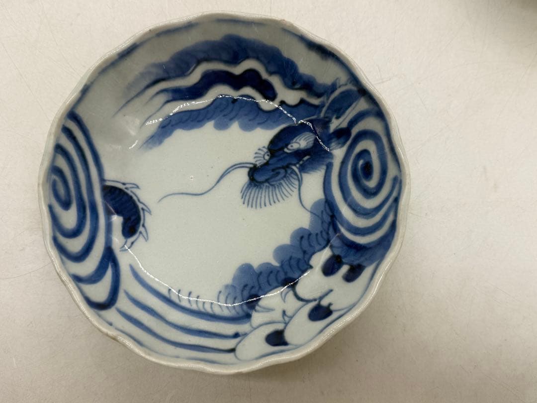 染付　龍紋鱠皿4点　なます　懐石料理　送料込み260123