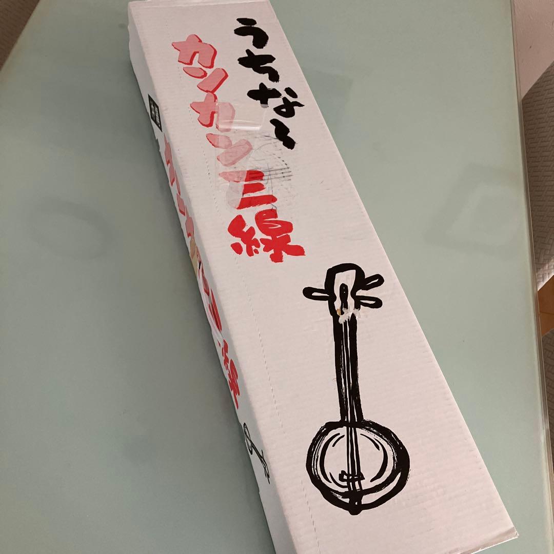 【未使用】カンカン三線　カンカラ三線　ヤンバルクイナとハイビスカス柄　沖縄