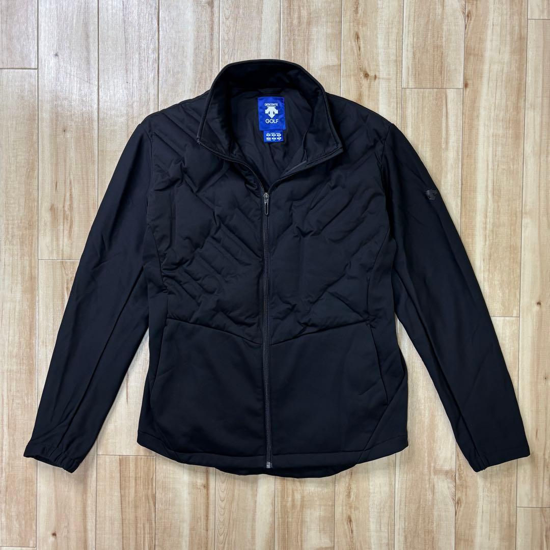 デサントゴルフ ダウンジャケット 袖ロゴ　黒　ブラック　フリース　Lサイズ
