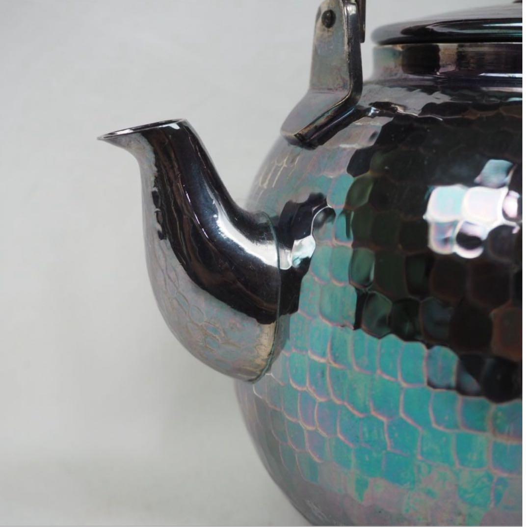 まっち送料無料　未使用　時代物　銀仕上げ鎚肌銀瓶/銀壺/急須　茶道具