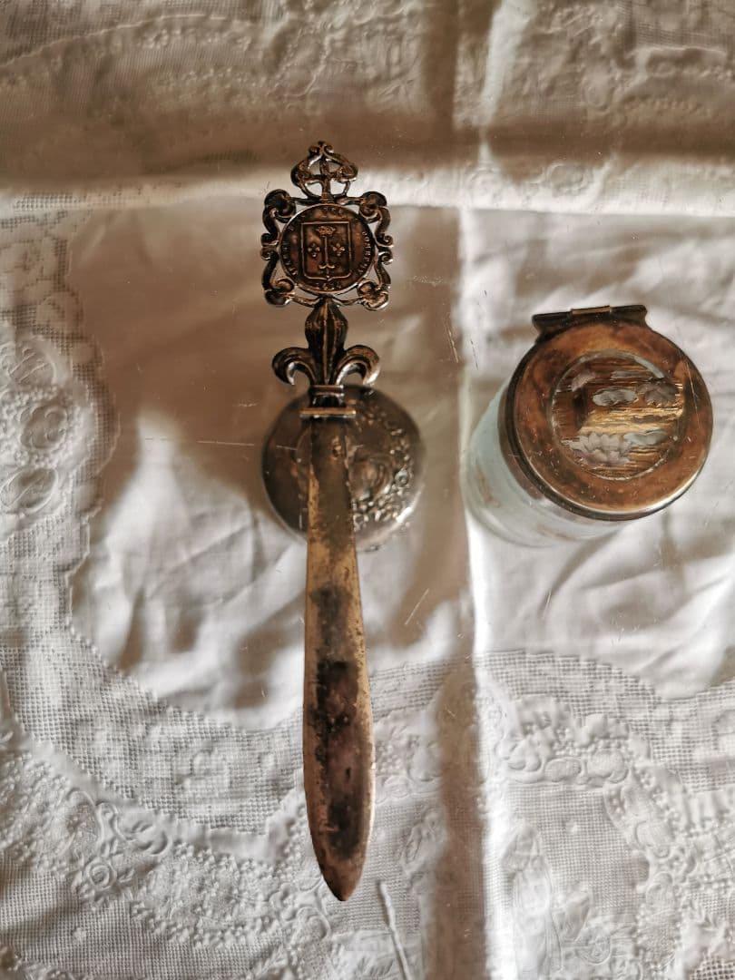 アンティーク フランス ジャンヌダルク ペーパーナイフ 騎士の百合紋 聖女の紋章