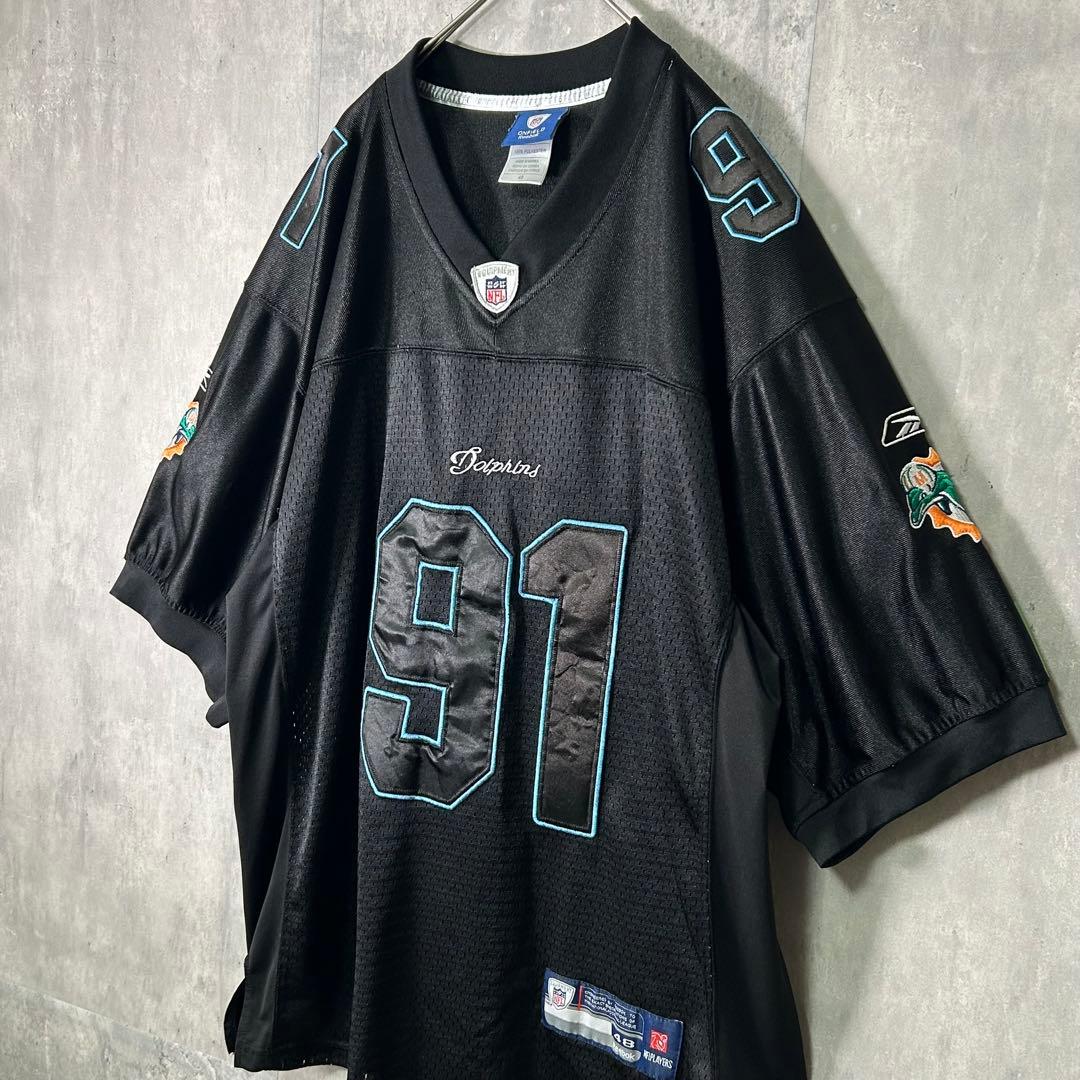 NFL ドルフィンズ 希少デザイン ゲームシャツ #91 Wake 黒