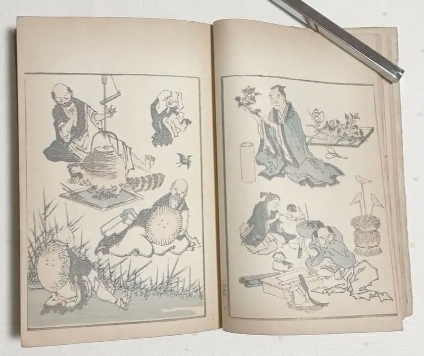 北斎画宛二編（色摺版画本)葛飾北斎画明治初期、後摺再板になります（初版は天保3年