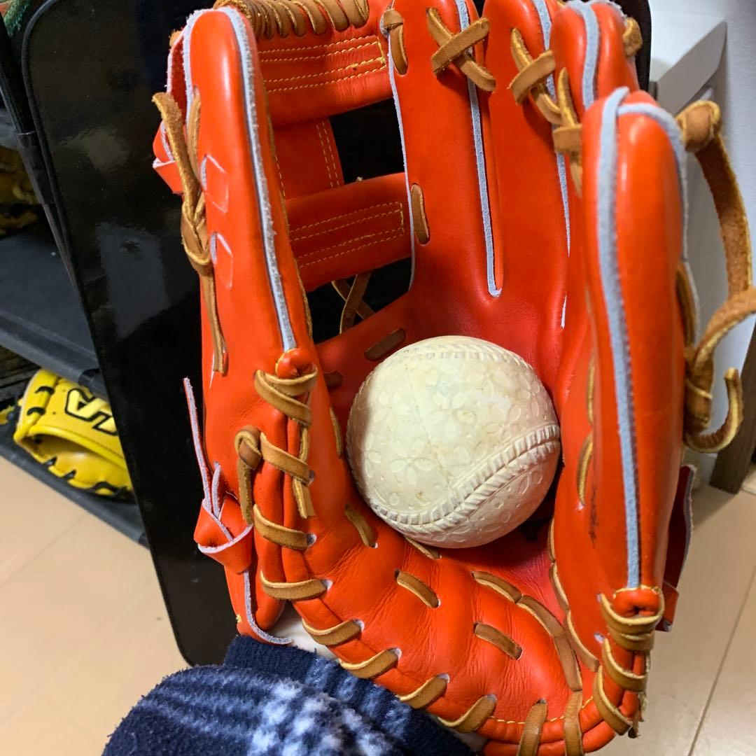 最最最終値下げ！！ミズノプロ　 軟式グローブ オレンジ　耕作印入り