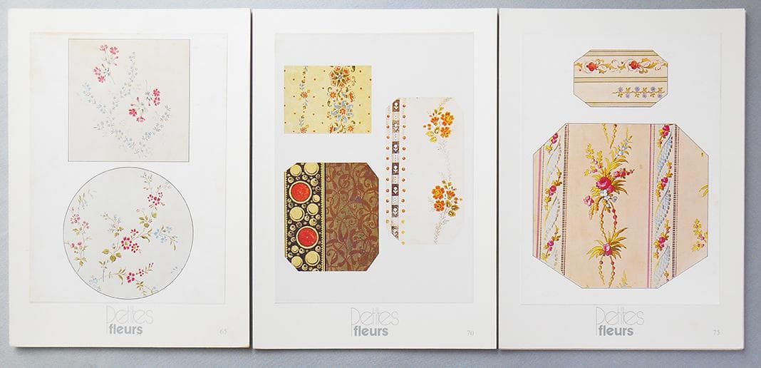 カンザス地方の染色図案資料、小花、刺繍、テキスタイルデザイン、