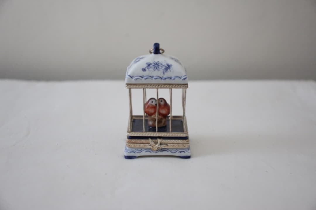 フランス　リモージュボックス　鳥籠　小物入れ　ピルケース