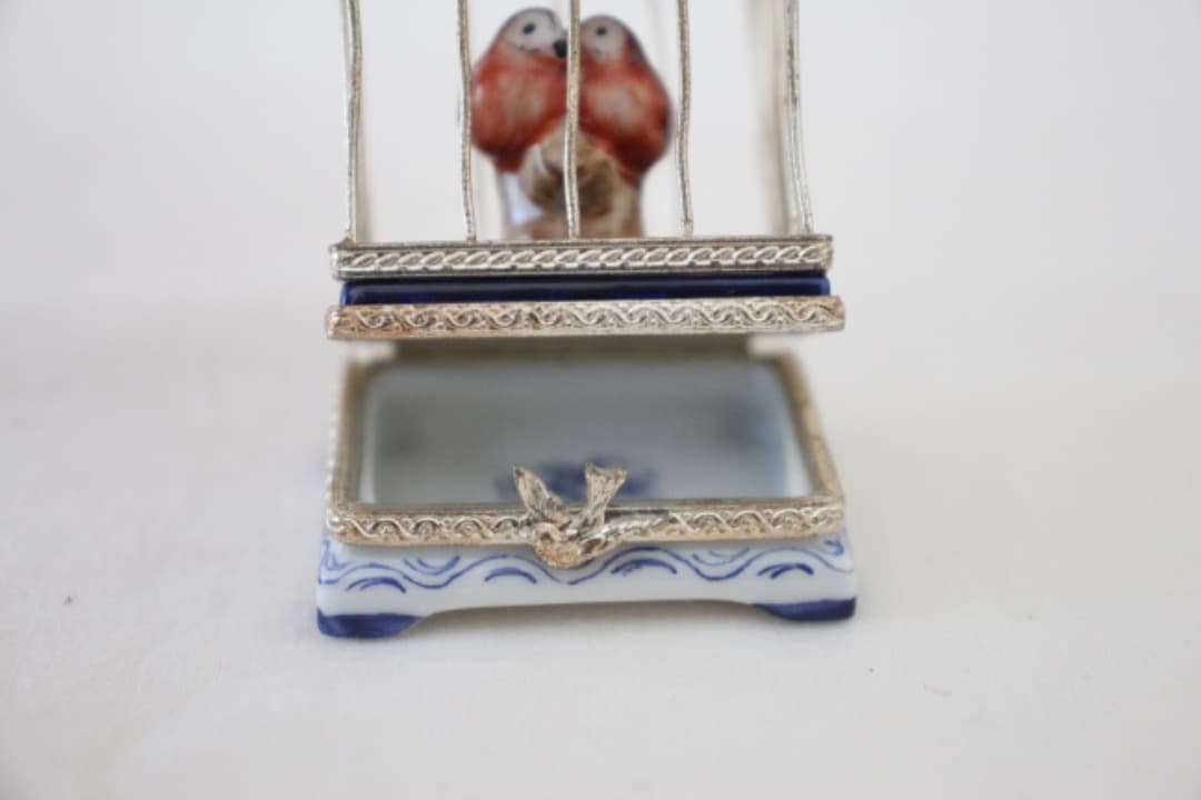 フランス　リモージュボックス　鳥籠　小物入れ　ピルケース
