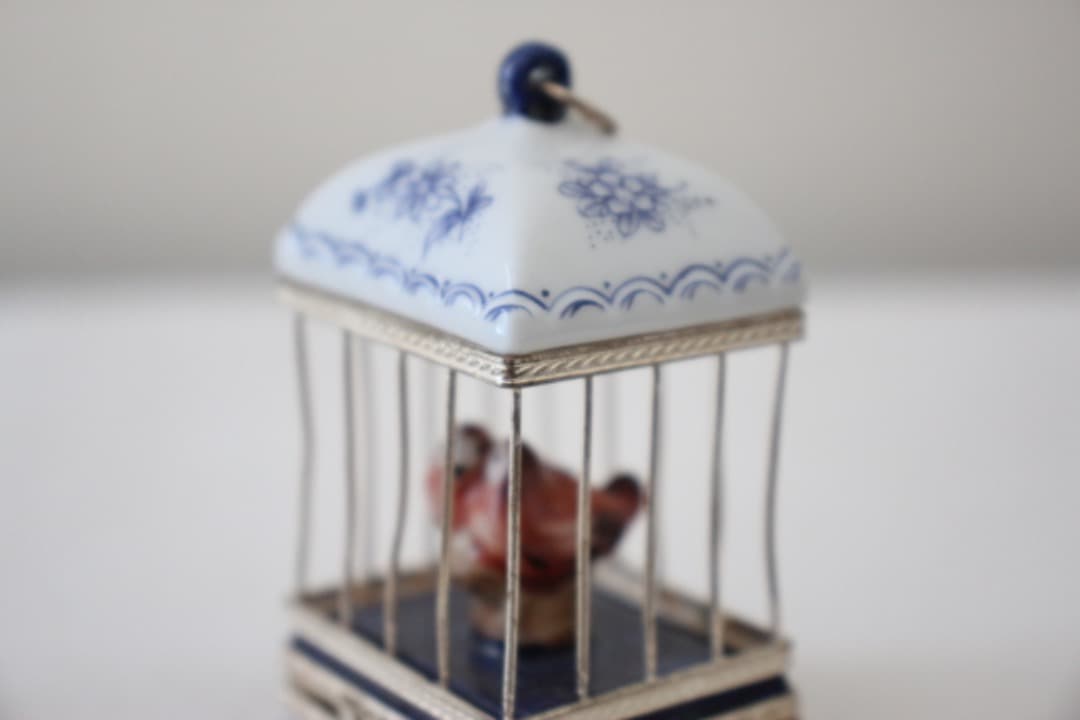 フランス　リモージュボックス　鳥籠　小物入れ　ピルケース