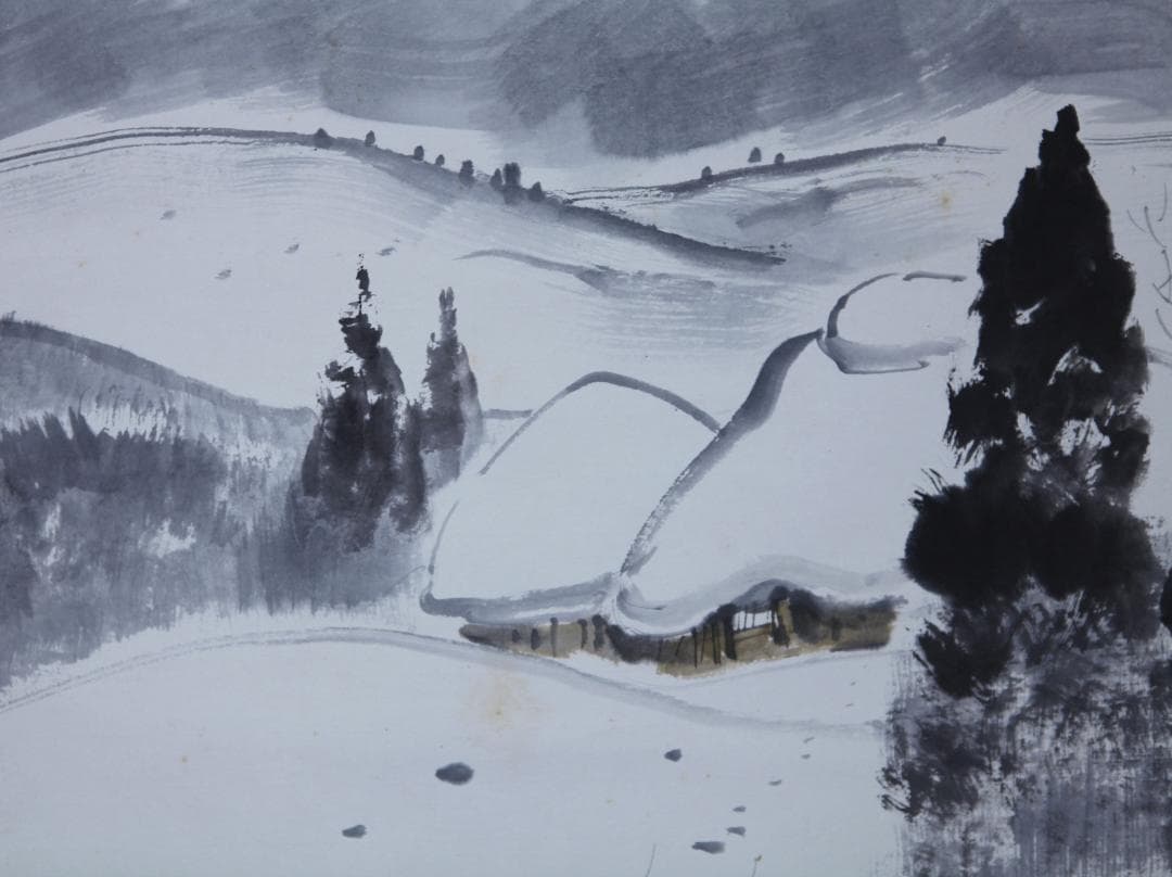日本画・掛軸装・真作保証・雪景・小林五浪・福島県会津出身、洋画、古美術
