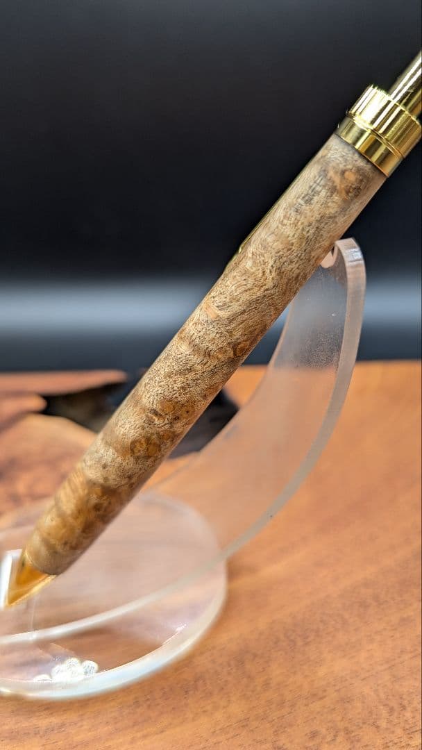 608超極上　マーブルウッド　瘤杢　縮杢　木軸シャーペン　ボールペン　細軸