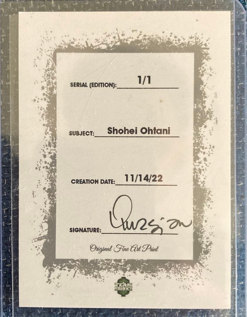 大谷翔平　ワンオブワン　1of1