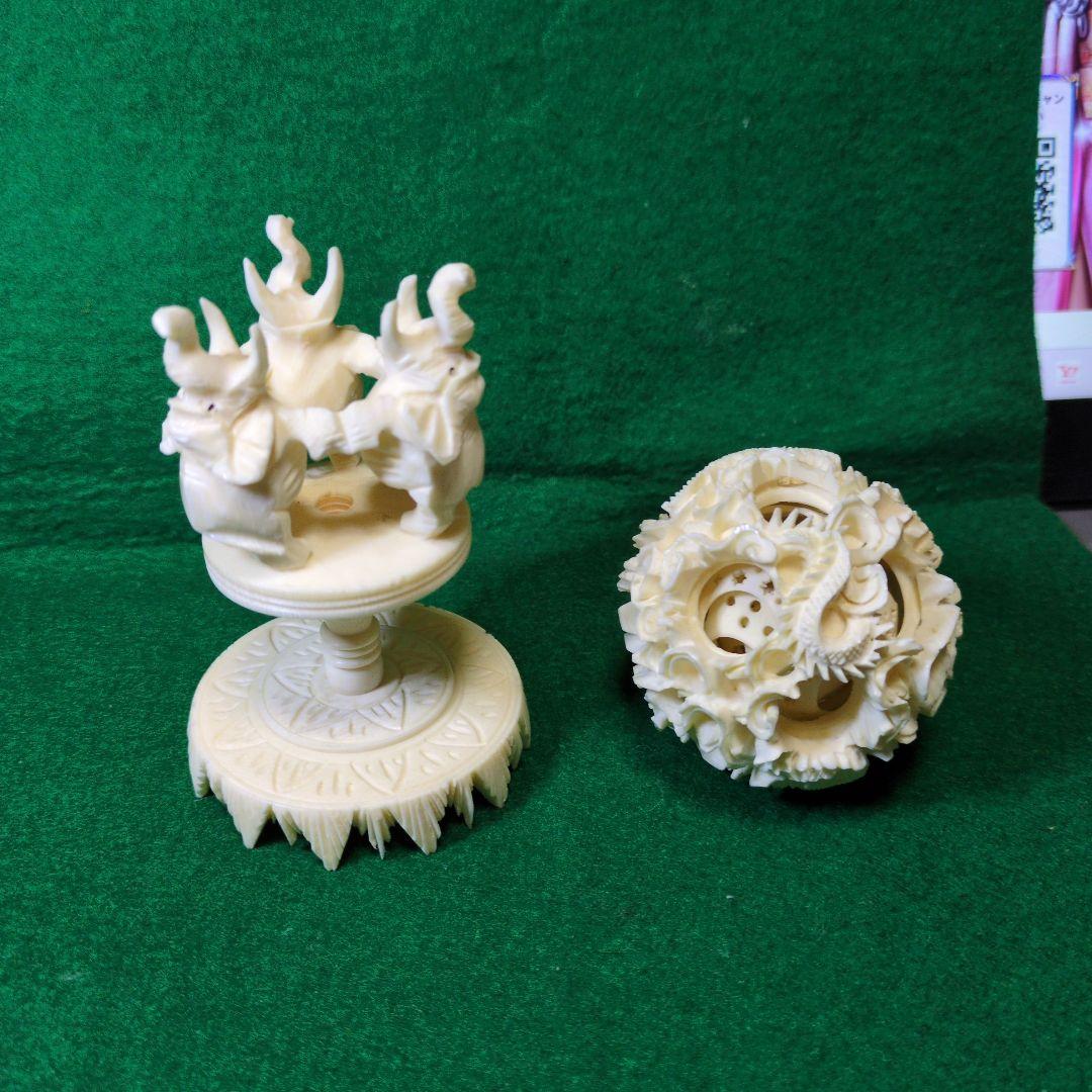 天然白材製 彫刻装飾品 高さ約15cm