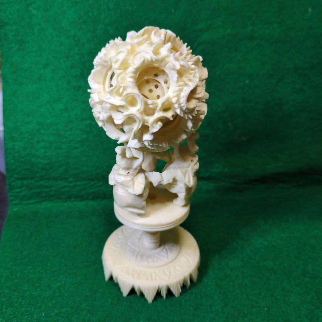 天然白材製 彫刻装飾品 高さ約15cm