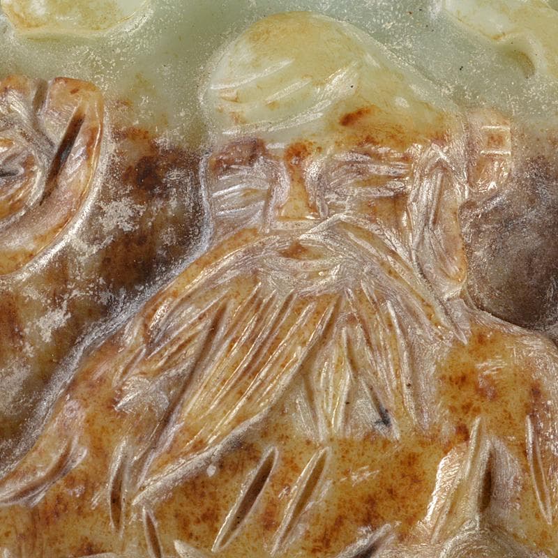 中国　玉石彫刻　人物刻　如意　D　R7205