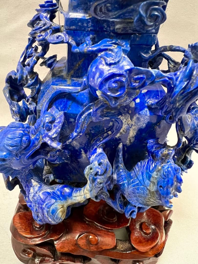 ラピスラズリー 龍 彫刻 香炉