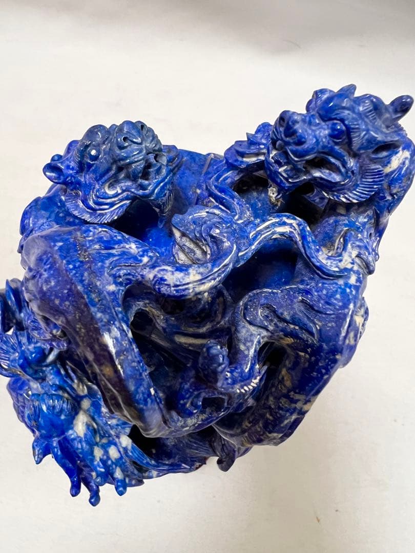 ラピスラズリー 龍 彫刻 香炉