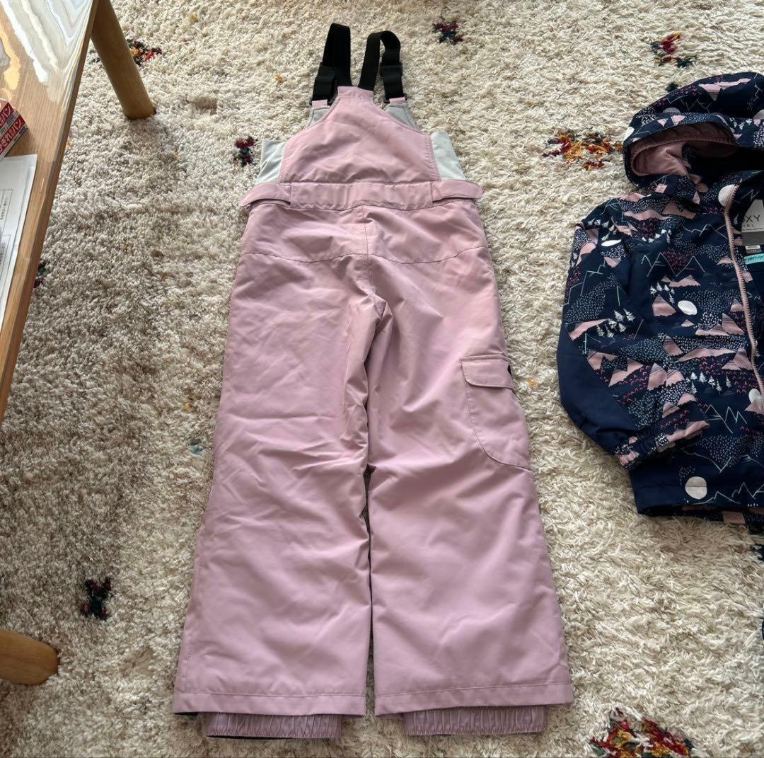 ロキシー　キッズ　スキーウェア　上下　グローブ　猫耳、耳当て付きニット帽　計5点