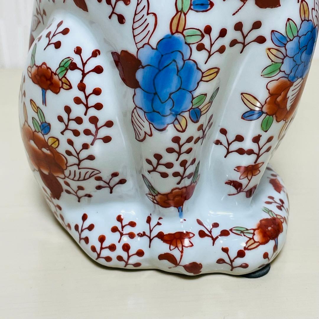 大型 古伊万里 金彩 色絵 猫 置物 陶器製 縁起物 アンティーク