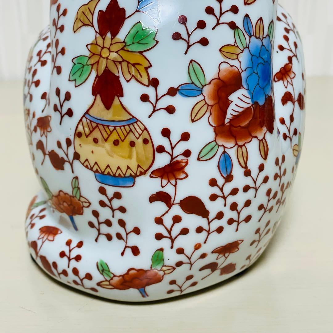大型 古伊万里 金彩 色絵 猫 置物 陶器製 縁起物 アンティーク