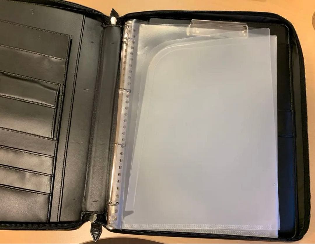 アシュフォード A4オーバーサイズ ダブルジッパー ドキュメントケース 黒