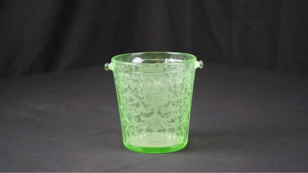 ウランガラス 洋風 唐草花文 アイスペール バケツ アール・デコ