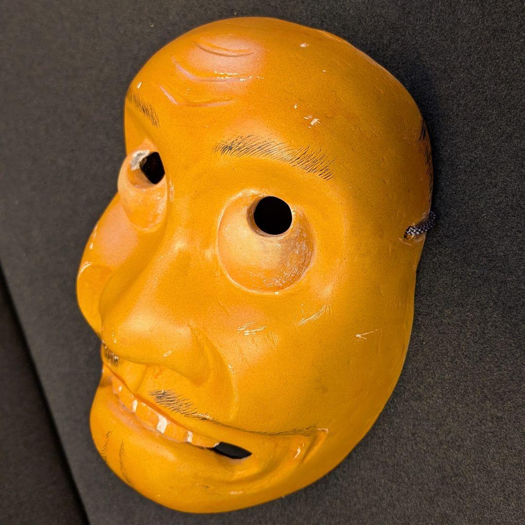 狂言面 賢徳 木製／勝弘作 平成11年作 裏面サイン有 ★出品1/29まで★