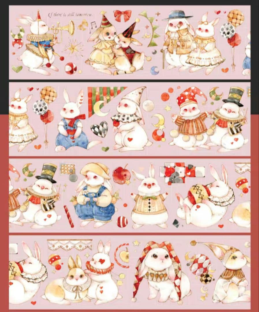 巻売 546★ 海外 マスキングテープ マステ PET 装飾 動物 兎 金ホロ