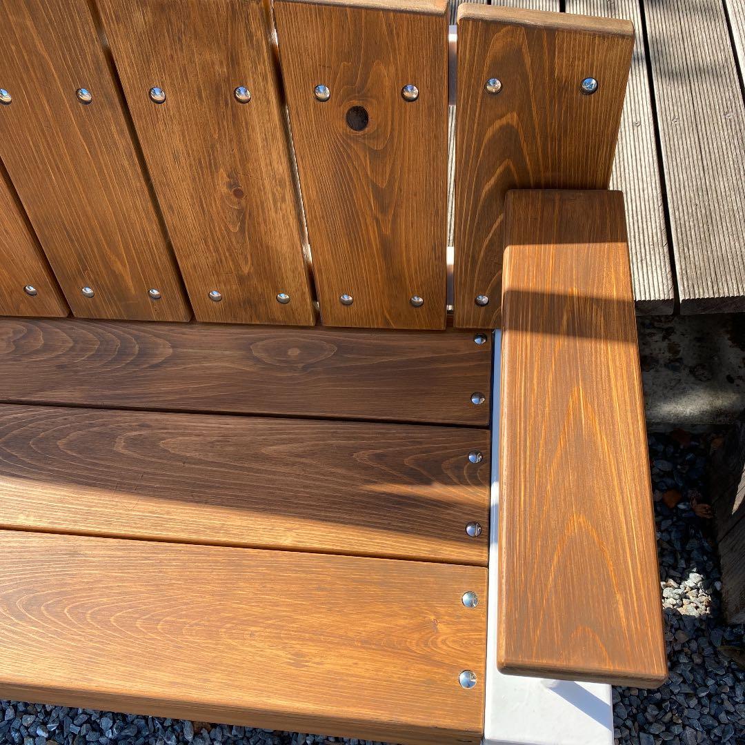 ハンドメイド　ガレージ　ベンチ　鉄骨ベース　檜　桧　ヒノキ　特注可能　高耐久