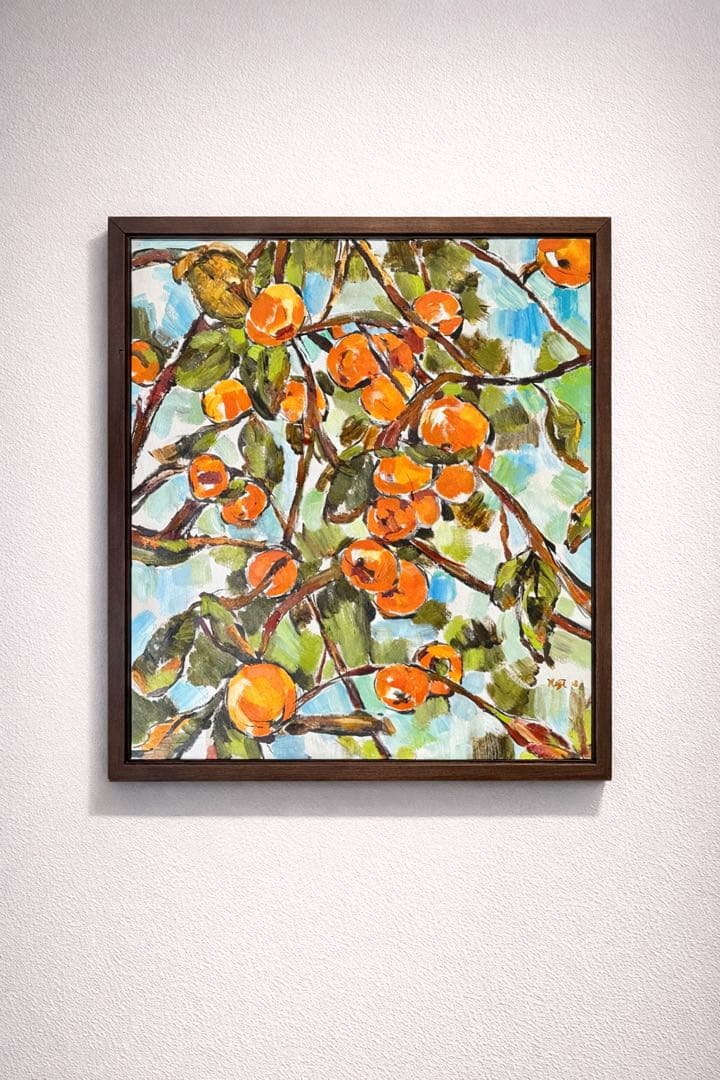 【油彩 原画】柿の木 ― 秋の光を描いた一点物（2019年作）