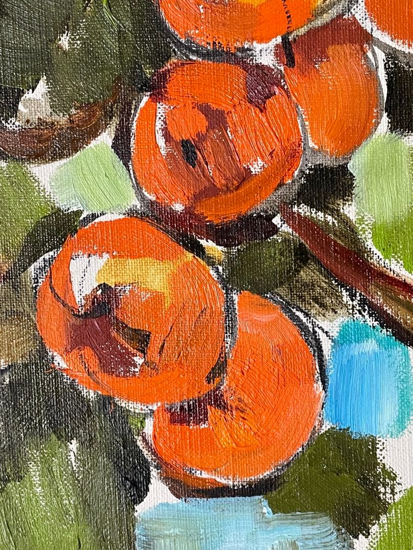 【油彩 原画】柿の木 ― 秋の光を描いた一点物（2019年作）