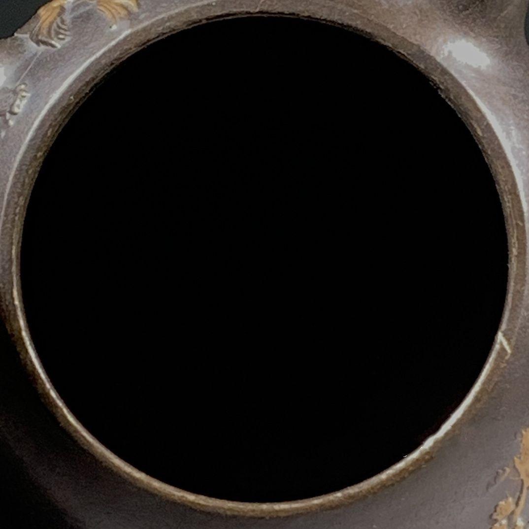 銅 細工 レリーフ歳寒三友松竹梅長把水筒 茶器 茶道具工芸品 美術品 置物