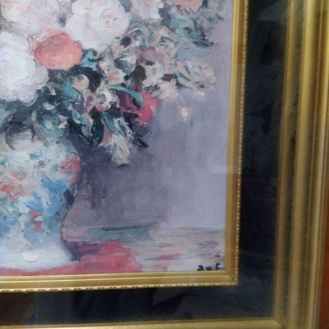 油絵　花　額装