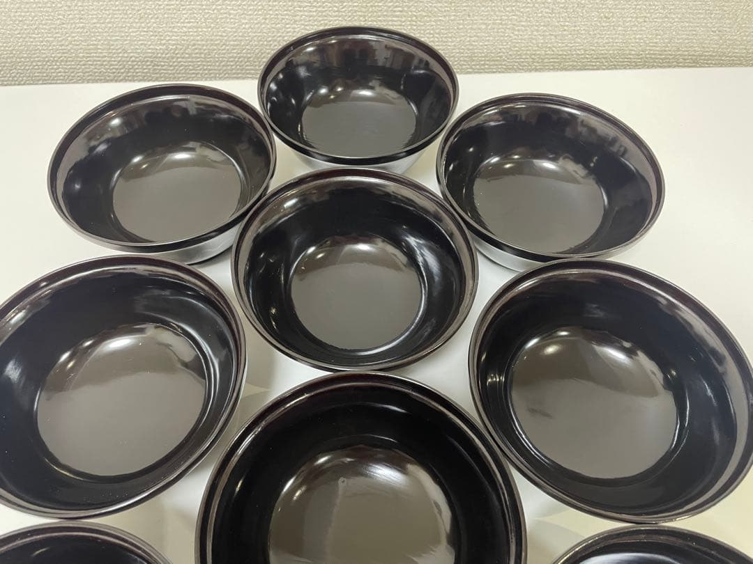 黒漆器 黒漆 内黒塗 漆器 吸物 懐石椀 煮物椀 10客 唐草柄 アンティーク