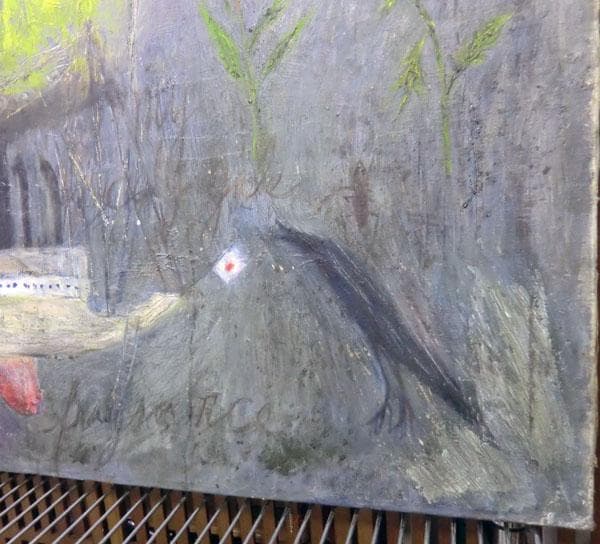 真作保証 藤本俊子　郷愁　太陽と舟　1957年　◆　油絵　1ｍ×65㎝　北海道