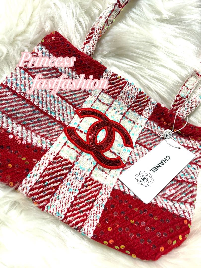 う*た様 シャネル CHANEL バーガンディ スパンコール トートバッグ