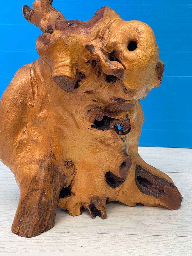 木製彫刻 自然な形状のオブジェ 約30cm