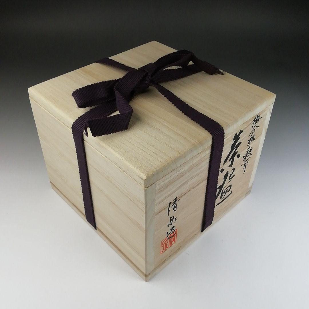 Ｔ６００　茶碗　『掛分釉　秋草』『近藤清泉 造』　共箱　抹茶碗　茶道具