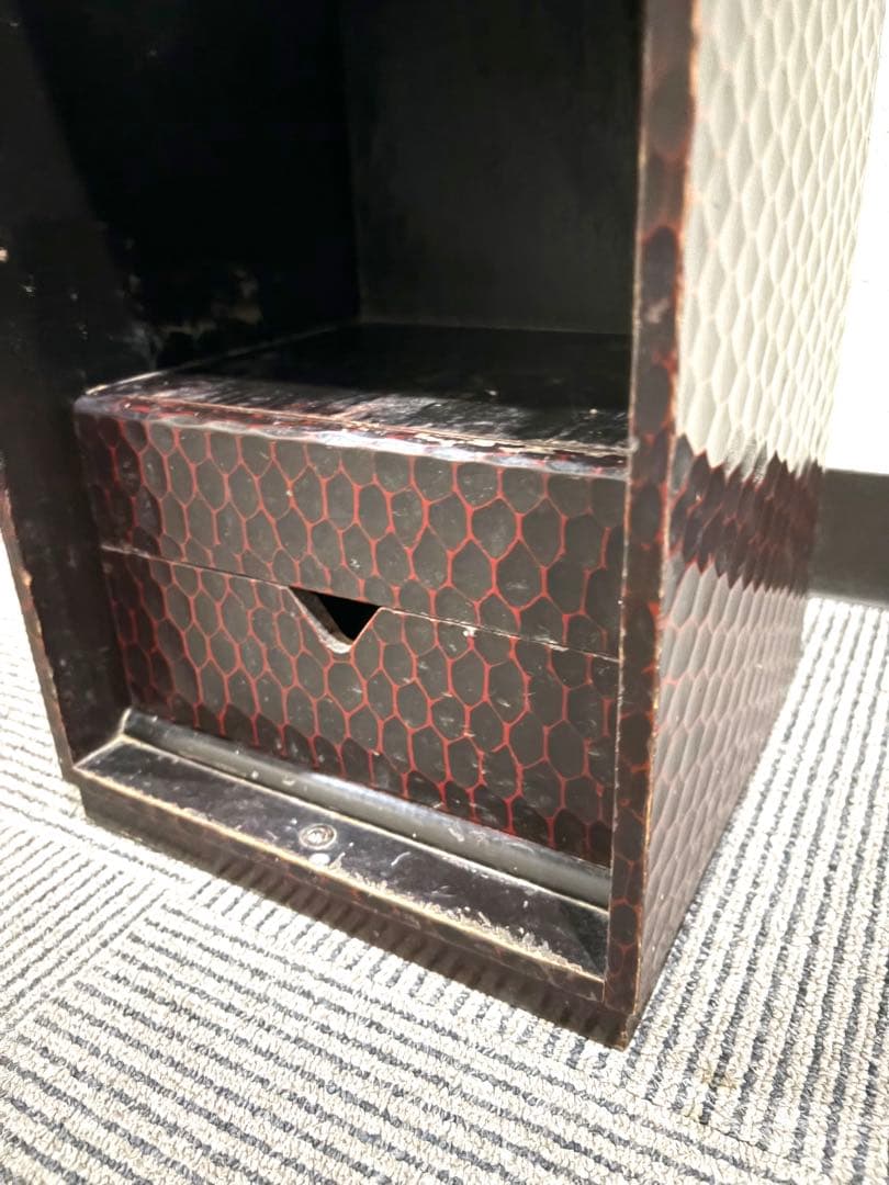 半額　銀座松屋　骨董　鎌倉彫　鏡台仕掛けの飾り棚　小箪笥アンティーク